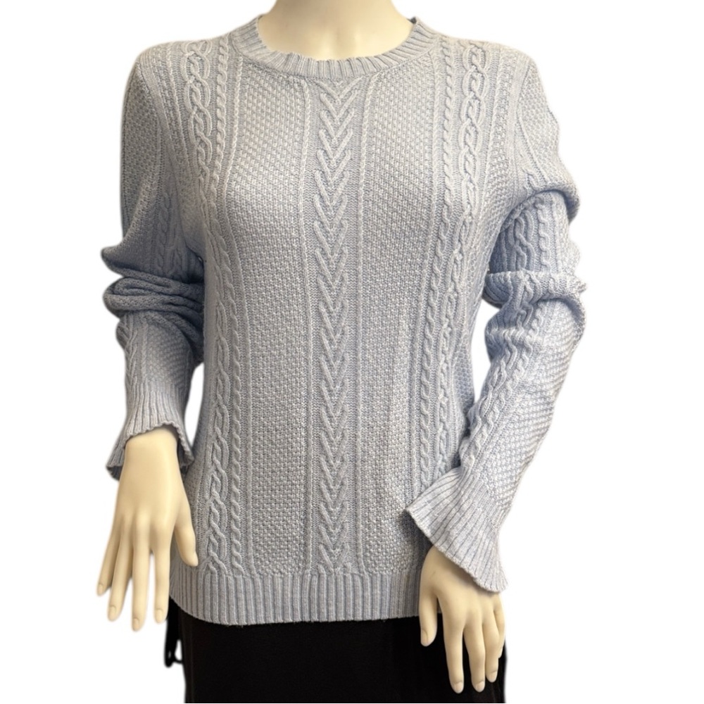 J. Crew Wool Blend Light Blue Cable Sweater Size Small